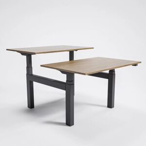 Brizley of Scandinavia Hæve Sænke dubbelskrivebord AdjusTable Bench PRO6, Størrelse 200x80 cm, Bordplade Valnød, Stativ Sort