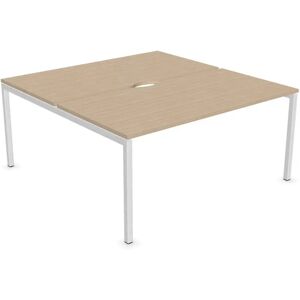 Narbutas Dobbelt skrivebord Nova U, Design White / Sand Ash, Bredde 120 cm