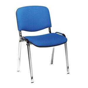 Mødestol/Stabelstol Fiesta, 4-pak, med polstret ryg, blå / krom