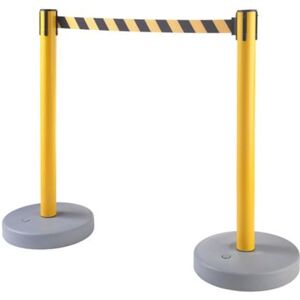 Afspærringsstolpe med udtrækkeligt bånd, 2-pak, 4-vejssystem, gul stol