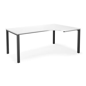 Hjørneskrivebord Duo-U, LxB 1800x1200/800 mm højre, hvid/sort