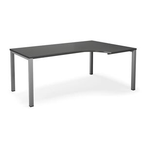Hjørneskrivebord Duo-U, LxB 1800x1200/800 mm højre, mørkegrå/sølv