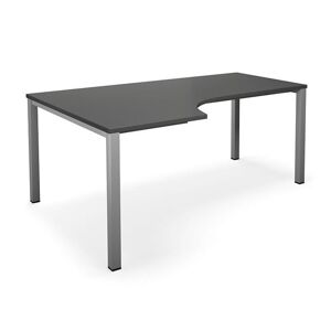 Hjørneskrivebord Duo-U, LxB 1800x1200/800 mm venstre, mørkegrå/hvid