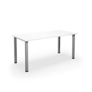 Skrivebord DUO-U, LxB 1600x800 mm, hvid/sølv