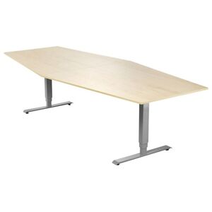 Konferencebord Grande, 2800x1200 mm, rektangulært birk/sølv