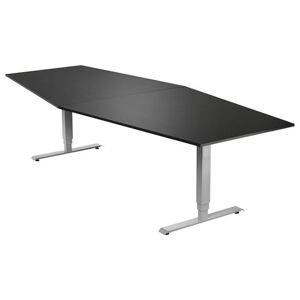 Konferencebord Grande, 5600x1200 mm, rektangulært sort/sølv