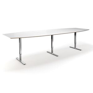 Hæve sænke konferencebord Trend, LxB 3200x1200/800 mm, hvid/krom, 10 p