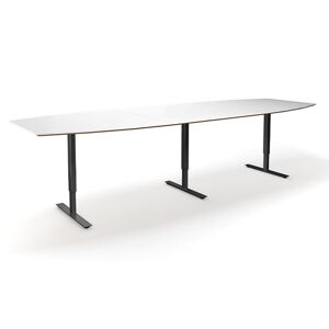 Hæve sænke konferencebord Trend, LxB 3600x1200/800 mm, hvid/sort, 12 p