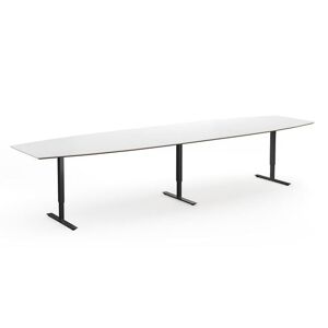 Hæve sænke konferencebord Trend, LxB 4400x1200/800 mm, hvid/sort, 14 p