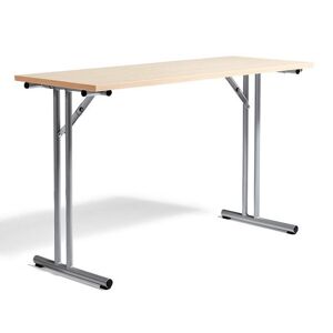 Konferencebord, sammenklappeligt, LxB 1200x450 mm, birk / sølv