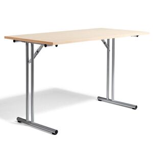 Konferencebord, sammenklappeligt, LxB 1200x600 mm, birk / sølv