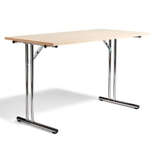 Konferencebord, sammenklappeligt, LxB 1200x600 mm, birk / krom