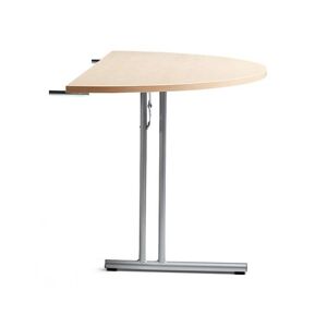 Konferencebord, sammenklappeligt, halvrund plade, Ø 900 mm, birk / søl