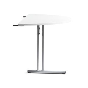 Konferencebord, sammenklappeligt, halvrund plade, Ø 1200 mm, hvid / sø