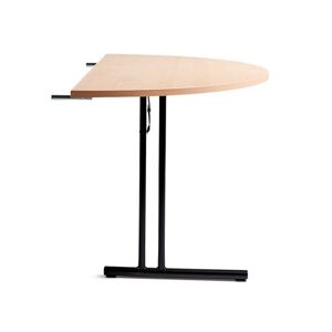 Konferencebord, sammenklappeligt, halvrund plade, Ø 1200 mm, bøg / sor