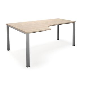 Hjørneskrivebord Duo-U, LxB 1800x1200 mm venstre, eg/sølv