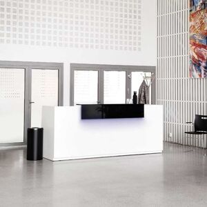 Receptionsdisk Libra, 1225x1730x870 mm hvid/sort, med elektrisk bord