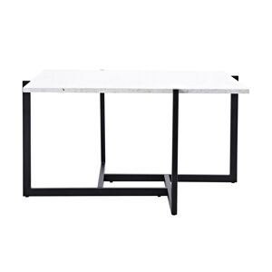 Hybrid Sofa Table 80*80 - White Terazzo/ Black