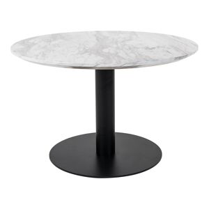 Bolzano Sofabord - Sofabord med top i marmor look og sort ben ø70x45cm