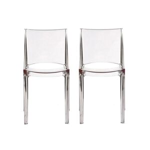Unique Conjunto de 2 sillas apilables HELLY - Policarbonato - Cristal
