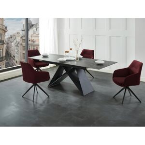 Maison Céphy Mesa de comedor extensible LIBSY - 6 a 8 comensales - Cerámica y metal - Negro