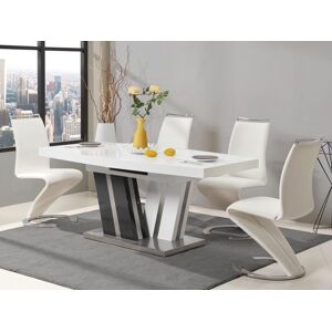 Unique Conjunto de mesa NOAMI + 4 sillas TWIZY - Blanco y gris