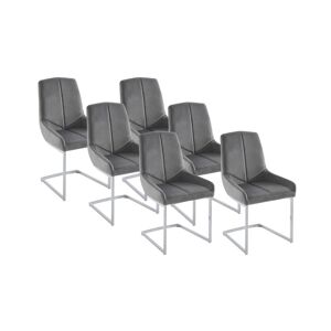 Unique Lote de 6 sillas de terciopelo y metal - Gris - BERLONA