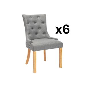 Unique Juego de 6 sillas JOLIA - Tela y patas madera - Gris