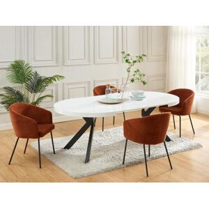 Unique Mesa de comedor extensible 4 a 8 comensales de MDF y acero - Blanco lacado y negro - KOMONI