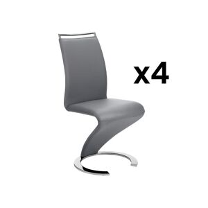 Unique Conjunto de 4 sillas TWIZY - Piel sintética gris