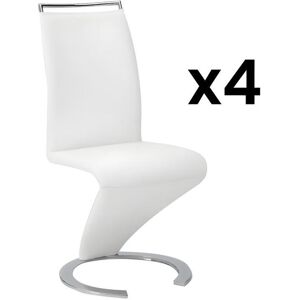 Unique Conjunto de 4 sillas TWIZY - Piel sintética blanca