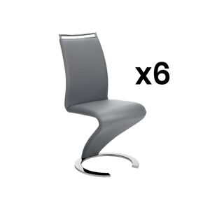 Unique Conjunto de 6 sillas TWIZY - Pile sintética gris