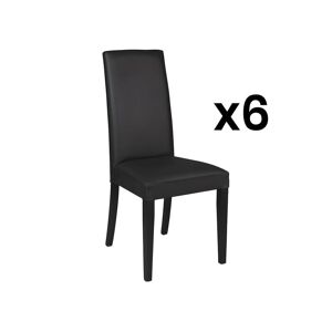 Unique Conjunto de 6 sillas TACOMA - Piel sintética - Negro y patas negras