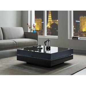 Unique Mesa de centro LYESS - MDF lacado negro - LEDs