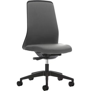 interstuhl Silla giratoria ergonómica EVERY, respaldo Chillback negro, armazón negro, con ruedas duras, gris hierro, profundidad del asiento 410 - 470 mm