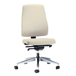 interstuhl Silla giratoria de oficina GOAL, altura del respaldo 530 mm, armazón pulido, con ruedas duras, beige, profundidad del asiento 410 mm