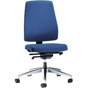 interstuhl Silla giratoria de oficina GOAL, altura del respaldo 530 mm, armazón pulido, con ruedas duras, azul genciana, profundidad del asiento 410 - 460 mm