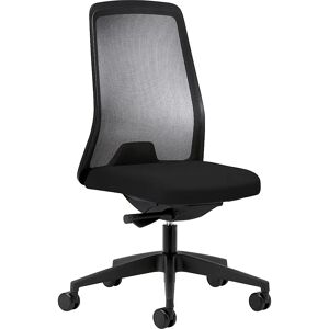 interstuhl Silla giratoria ergonómica EVERY, respaldo reticulado negro, armazón negro, con ruedas duras, negro grafito, profundidad del asiento 430 mm