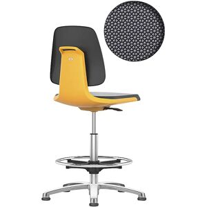 bimos Silla giratoria de trabajo LABSIT, con tacos y estribo circular, asiento de Supertec naranja