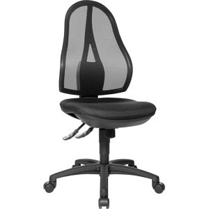 Topstar Silla giratoria de oficina OPEN POINT SY, sin brazos, respaldo reticulado en negro, tapizado negro