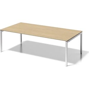 BISLEY Escritorio CITO, armazón en U, H x A x P 650 - 850 x 2400 x 1200 mm, armazón blanco, tablero de arce