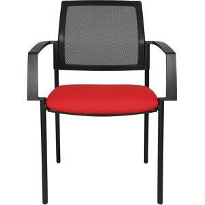 Topstar Silla apilable de malla, 4 patas, UE 2 unid., asiento rojo, armazón negro