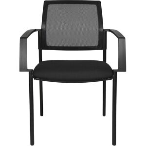 Topstar Silla apilable de malla, 4 patas, UE 2 unid., asiento negro, armazón negro