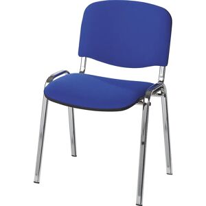 kaiserkraft Silla para visitas, apilable, respaldo acolchado, armazón cromado, acolchado azul, UE 2 unid.