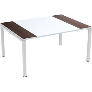 Paperflow Mesa de reuniones easyDesk®, H x A x P 750 x 1500 x 1160 mm, blanco y decoración de wengué