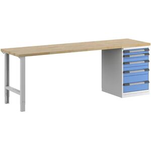 eurokraft pro Banco de trabajo, sistema modular Serie 7, 5 cajones, A x P 2500 x 700 mm