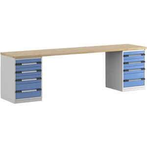 eurokraft pro Banco de trabajo, sistema modular Serie 7, 8 cajones, A x P 3000 x 700 mm