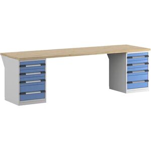 eurokraft pro Banco de trabajo, sistema modular Serie 7, 8 cajones, A x P 3000 x 900 mm