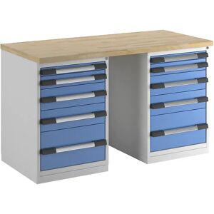 eurokraft pro Banco de trabajo, sistema modular Serie 7, 10 cajones, A x P 1500 x 700 mm