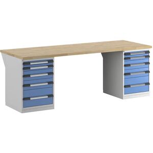 eurokraft pro Banco de trabajo, sistema modular Serie 7, 10 cajones, A x P 2500 x 900 mm